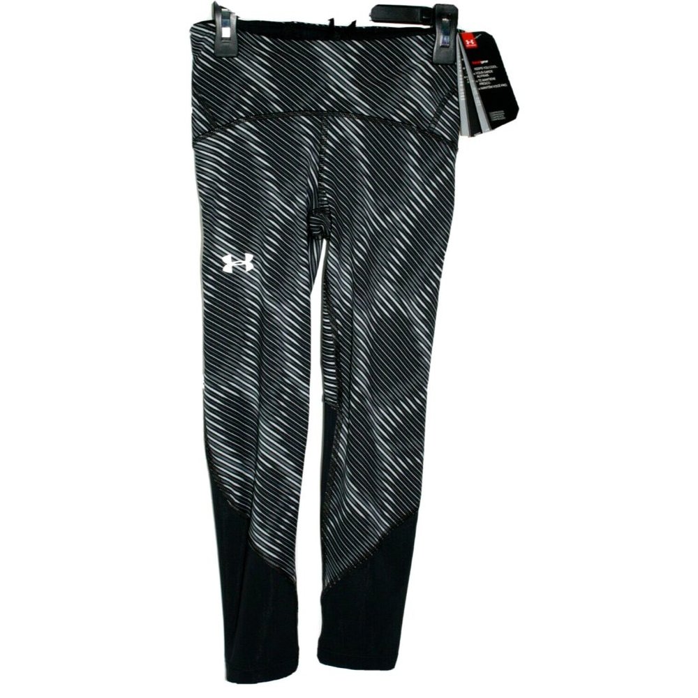 Under Armour Women's Armour Fly Heatgear Crop Leggings Size XS Black & White NWT